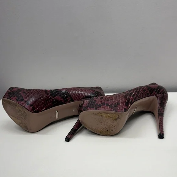 GUCCI PINK BLACK SNAKESKIN OPEN TOE PLATFORM PUMPS SIZE 36 EXCELLENT COND - Picture 9 of 12
